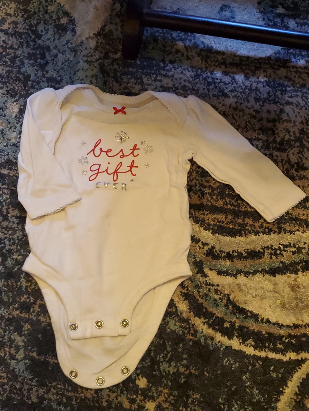 Carter's Christmas Long-Sleeve One-Piece with Red Script